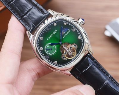 Cartier ETA2824-2 Movement Men 42*12mm Mineral Glass Blue/Green/White Face Watch